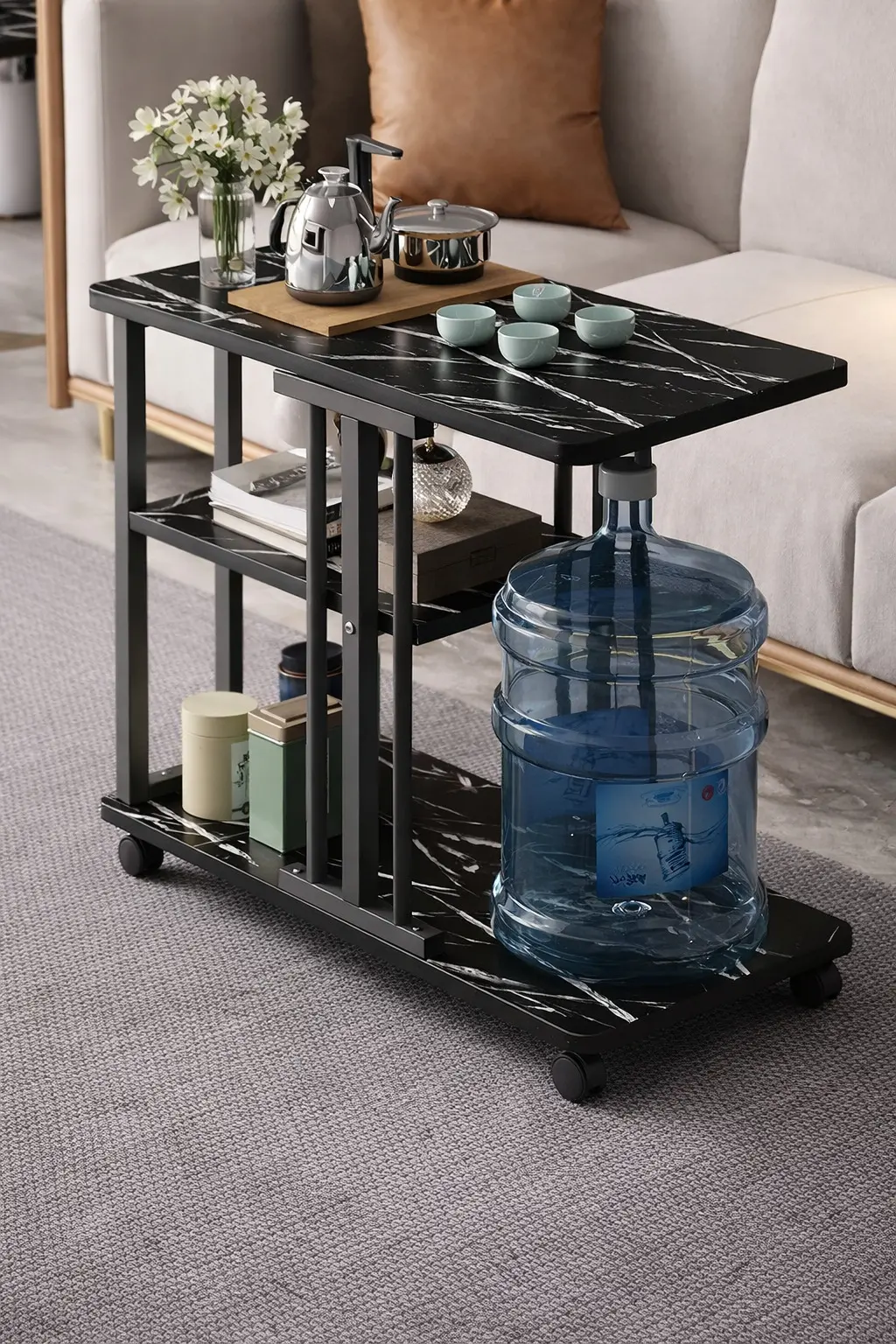 Столик інтер'єрний пересувний приставний з імітацією мармуру AND-1941