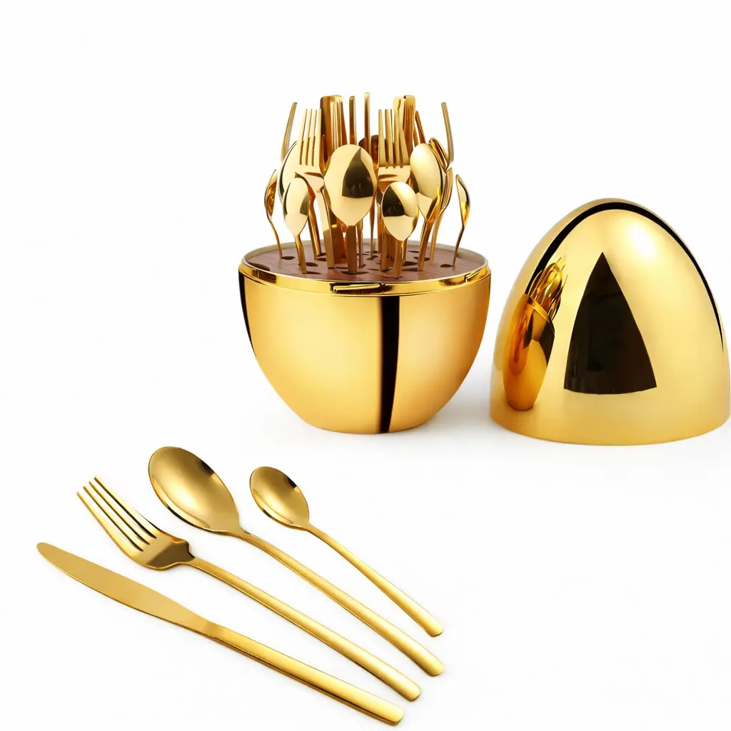 Столові прилади із нержавіючої сталі EGG 24 шт Gold