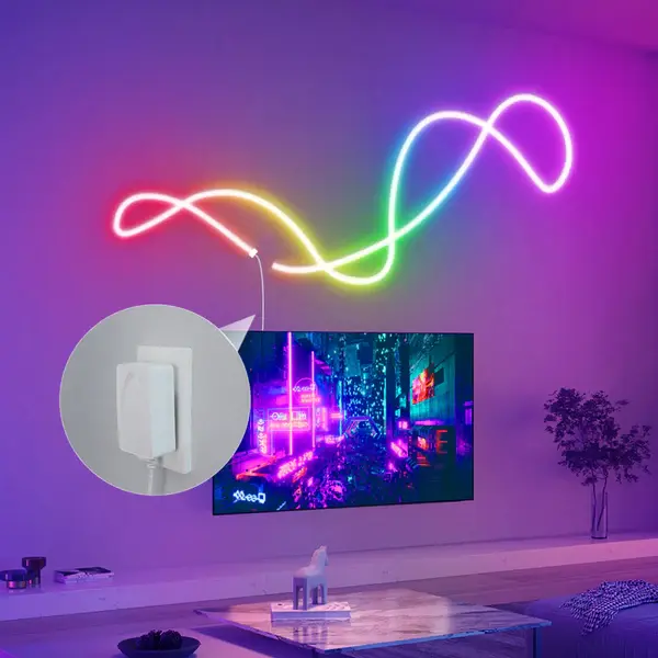 Розумна гнучка LED Neon RGB стрічка-шланг 10 метрів від USB керування режимами з телефону, Bluetooth додаток, пульт