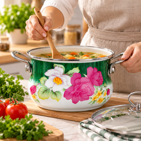 Каструля емальована Benson / Каструля + кришка BN-113 3,6 л — 3