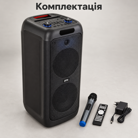 Портативна акумуляторна LED колонка ZPX ZX-7785 + бездротовий мікрофон 800Вт — 4