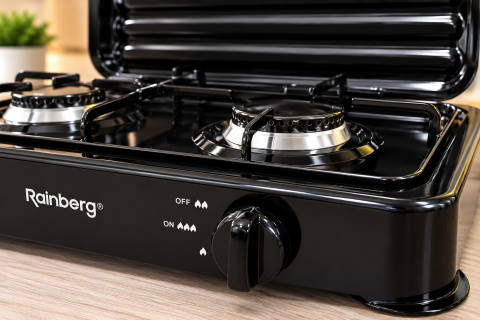 Настольная газовая плита с крышкой Rainberg / Плита на 2 конфорки RB-2229 3,35 кВт — 3