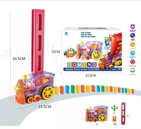 Конструктор игрушка-поезд домино, DOMINO Happy Truck sciries COLORS 60 деталей — 6