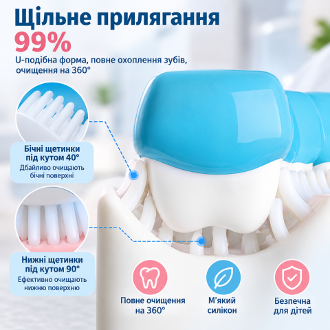 Дитяча зубна щітка-капа 360° /  U-подібна силіконова зубна щітка — 4