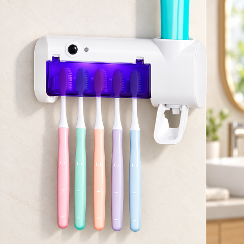 Ультрафіолетовий стерилізатор зубних щіток BRUSH STERILIZER / Тримач для зубних щіток і дозатором зубної пасти — 3