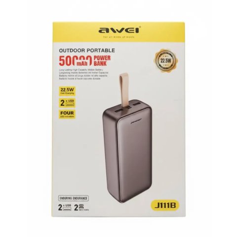 Мобильный аккумулятор (Power Bank) AWEI J111B  / Повербанк 50000 mAh 22.5W — 5