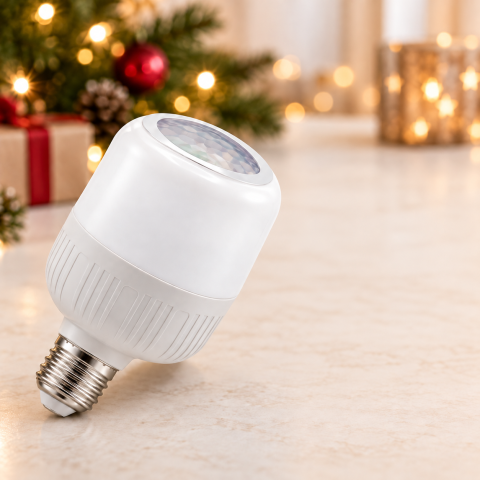Новогодняя LED-лампа-проектор / Лампочка 4 Вт с праздничными световыми узорами / Светодиодная лампа с проекциями E27 — 3