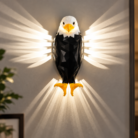3D Настенный светильник Орел / LED, черно-белый ночник / Подсветка на стену — 1