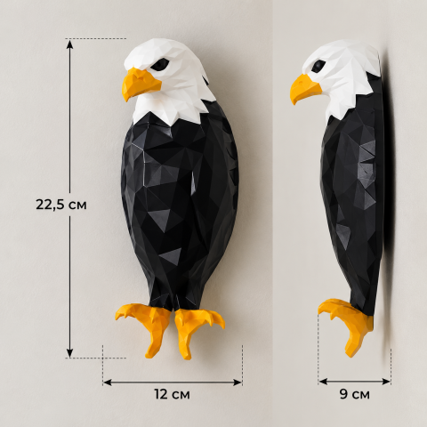 3D Настенный светильник Орел / LED, черно-белый ночник / Подсветка на стену — 3