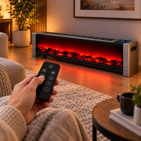 Электрический обогреватель 3D-пламя / Напольный камин 1500W / Обогреватель с LED-имитацией огня — 2