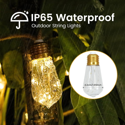 Вулична гірлянда на сонячній батареї 10 м / Гірлянда 16 LED-ламп USB Type-C IP65 — 7
