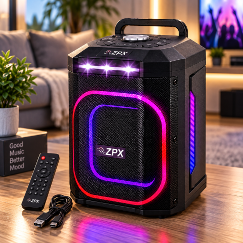 Портативная акустическая система ZPX ZX8823 8" Bluetooth 5.0 TWS / Колонка с LED-подсветкой 250 Вт 3600mAh — 1