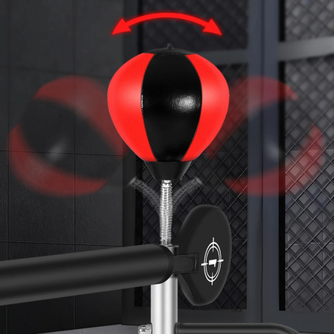 Тренажер "Боксёрская груша" с регулировкой высоты Box-667 / Напольный боксерский тренажер с мешком, двумя грушами и мишенью — 5