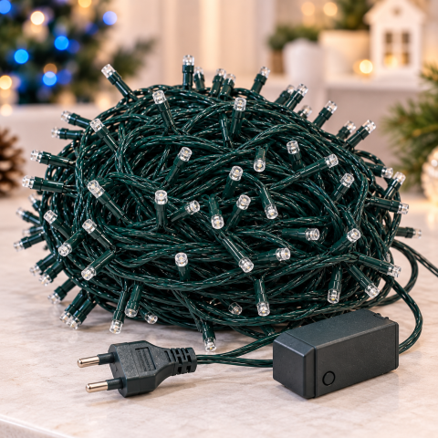 Гірлянда-нитка 180 LED, синє світло / Гірлянда Xmas зелений провід / LED-декор 220В — 3