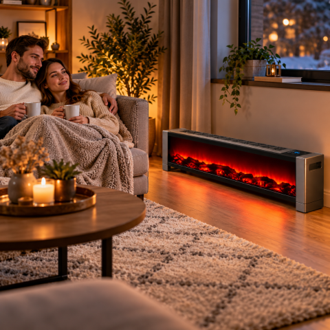 Электрический обогреватель 3D-пламя / Напольный камин 1500W / Обогреватель с LED-имитацией огня — 3
