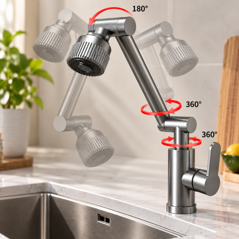 Поворотный смеситель Faucet с аэратором / Кран-трансформер 360° — 3