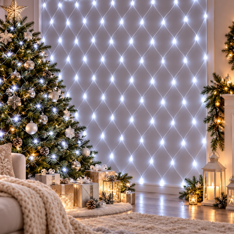 Світлодіодна гірлянда-сітка 1,5×1,5м, 120 LED 8 режимів Білий — 2