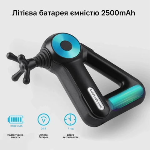 Перкуссионный ручной массажер SL-8890 / Аккумуляторный массажный пистолет 12 насадок — 5