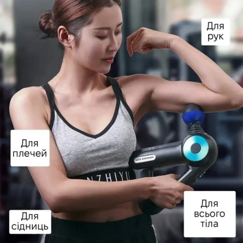 Перкуссионный ручной массажер SL-8890 / Аккумуляторный массажный пистолет 12 насадок — 4