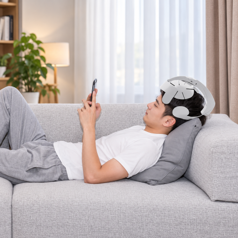 Електронний масажний шолом для голови та шиї / Масажер для голови Easybrain Маssаgеr LY-617Е — 4