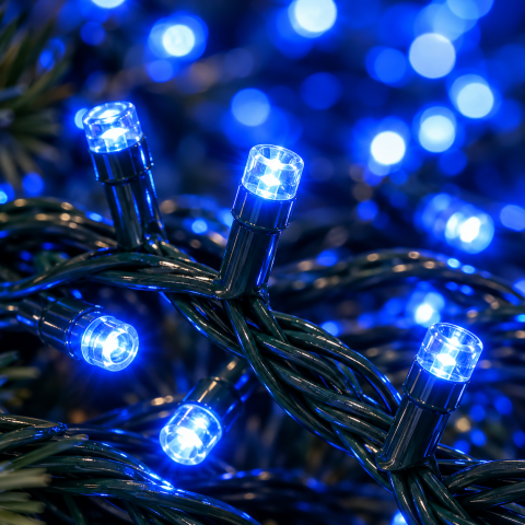 Гірлянда-нитка 180 LED, синє світло / Гірлянда Xmas зелений провід / LED-декор 220В — 4