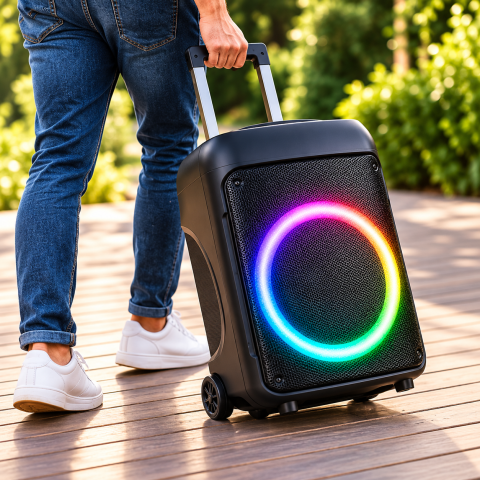 Портативна Bluetooth-колонка Wireless Speaker TTD-1209 / Акустична система 12" з RGB-підсвічуванням 40 Вт + 2 бездротові мікрофони — 3