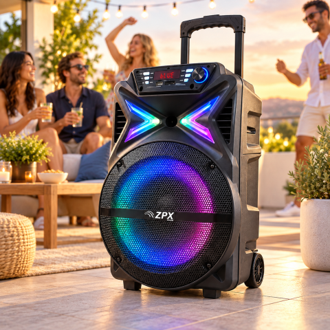 Портативна колонка ZPX Audio ZX-7780 BT з мікрофоном USB/Bluetooth/FM/LED/TWS 350W + пульт ДК — 2