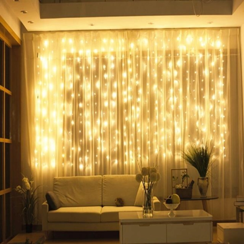 Гірлянда Водоспад USB штора 3х2м, білий теплий, 200 LED + пульт / Новорічна світлодіодна гірлянда на вікно — 6