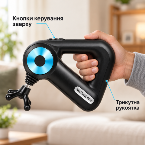 Перкуссионный ручной массажер SL-8890 / Аккумуляторный массажный пистолет 12 насадок — 3