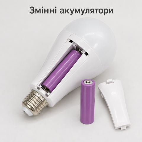 Аккумуляторная LED-лампа CK-8039 E27 / Ламочка в патрон 20 Вт+ 2 аккумулятора — 5