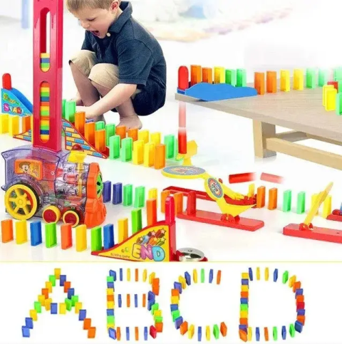 Конструктор игрушка-поезд домино, DOMINO Happy Truck sciries COLORS 60 деталей — 8