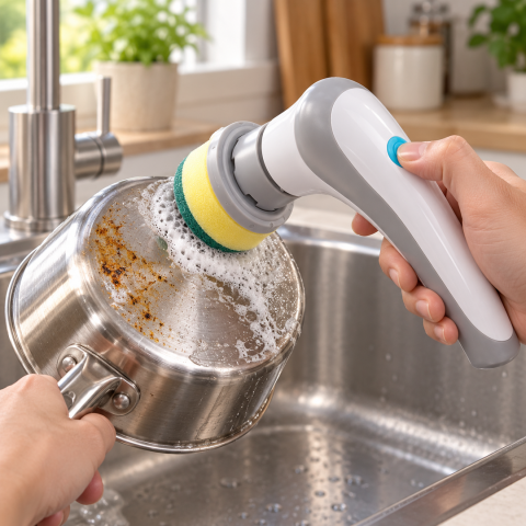 Электрическая щетка для уборки Electric Cleaning Brush 3 в 1 со сменными насадками — 4