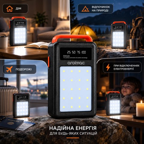 Повербанк Aroimac 80000 mAh (56-68) / PowerBank с LED-фонарем и цифровым индикатором заряда — 3