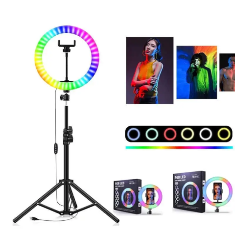 Кольцевая лампа со Штативом RGB 36 см,Светодиодная LED лампа,Кольцевой свет,Разноцветная лампа блогера — 15