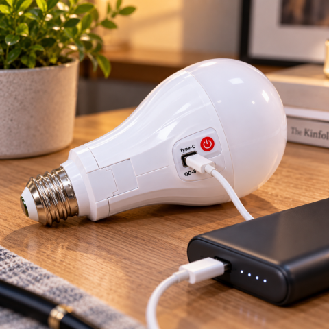 Акумуляторна LED-лампа Type-C 20 Вт E27 / Автономна лампочка в патрон 2 АКБ×18650 — 4