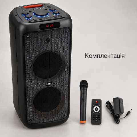 Акумуляторна портативна колонка ZPX ZX-7789 800 Вт 2×10″ + бездротовий мікрофон — 4