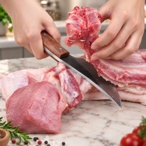 Обвалочный нож для мяса 8 дюймов / Нож для мяса с изогнутым лезвием / Нож с деревянной рукояткой — 2