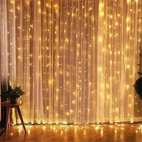 Гірлянда Водоспад USB штора 3х2м, білий теплий, 200 LED + пульт / Новорічна світлодіодна гірлянда на вікно — 7