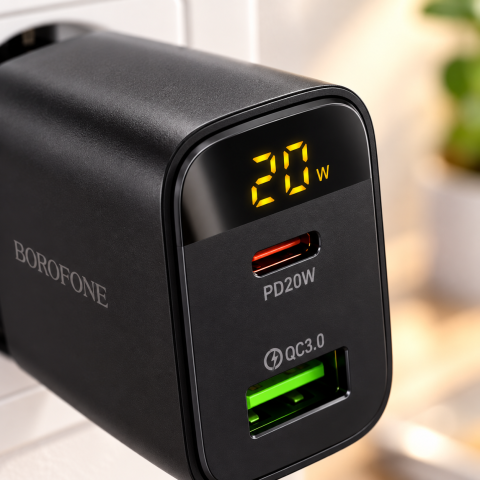 Адаптер BA96A Ilustre PD20W+QC3.0 charger with digital display / Мережевий зарядний пристрій / Блок для зарядки — 3