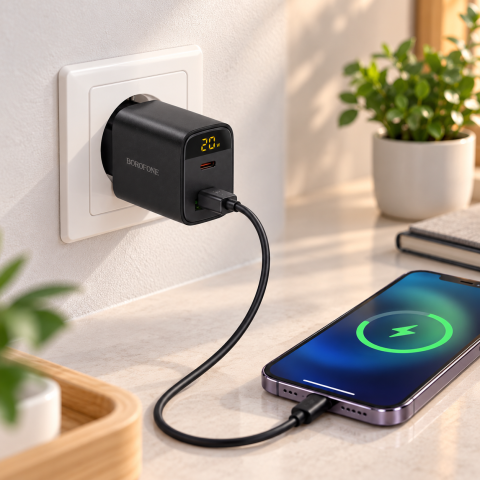Адаптер BA96A Ilustre PD20W+QC3.0 charger with digital display / Мережевий зарядний пристрій / Блок для зарядки — 2