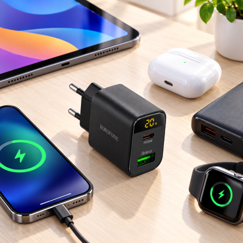 Адаптер BA96A Ilustre PD20W+QC3.0 charger with digital display / Мережевий зарядний пристрій / Блок для зарядки — 4