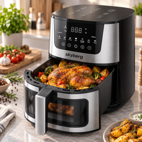 Аерофритниця, SkyBerg 4200W 8855S / Аерогриль сенсорне керування без масла / Мультипеч 8L — 2