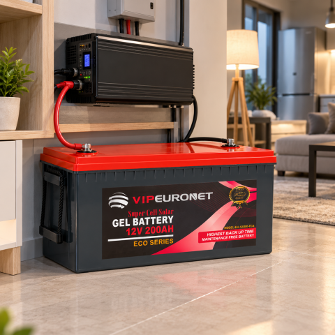 Акумулятор VIPEURONET 12V 200Ah ECO Series / Гелевий акумулятор для сонячних енергосистем, систем резервного живлення — 3