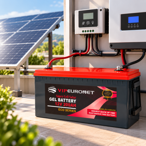 Акумулятор VIPEURONET 12V 200Ah ECO Series / Гелевий акумулятор для сонячних енергосистем, систем резервного живлення — 2