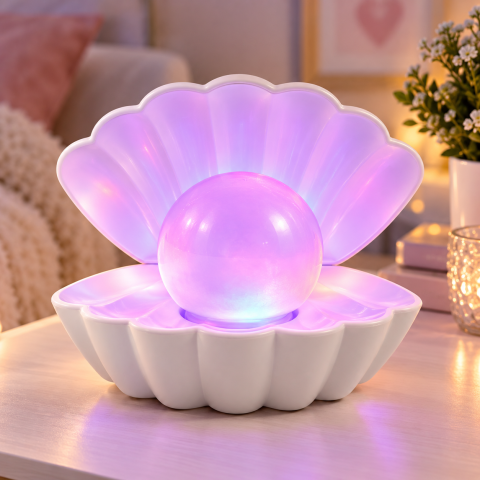 Акумуляторний RGB світильник нічник перлина в раковині / Нічник у спальню / RGB-нічник у вигляді мушлі — 1