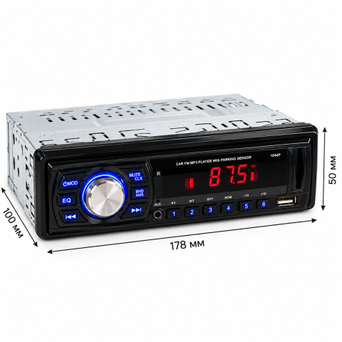 Автомагнитола 1044P + парктроник на 4 датчика / Магнитола в авто 1DIN / Автомагнитола MP3 — 4