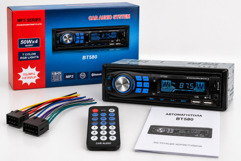 Автомагнитола MP3 580BT / Автомагнитола 1 DIN / Магнитола в авто с Bluetooth — 4