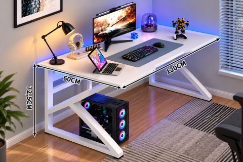 Белый Компьютерный стол Dash S12 / Игровой компьютерный стол 120×60×72,5 см — 4