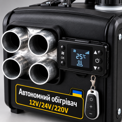 Автономний дизельний обігрівач 8 кВт / Чорний Портативний дизельний обігрівач — 3