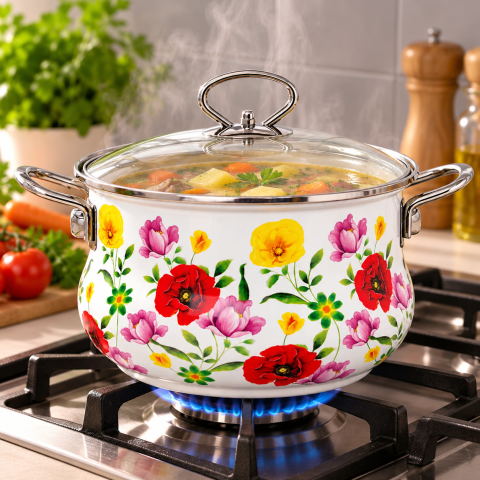 Каструля емальована Benson / Каструля + кришка BN-120 5,9 л — 2
